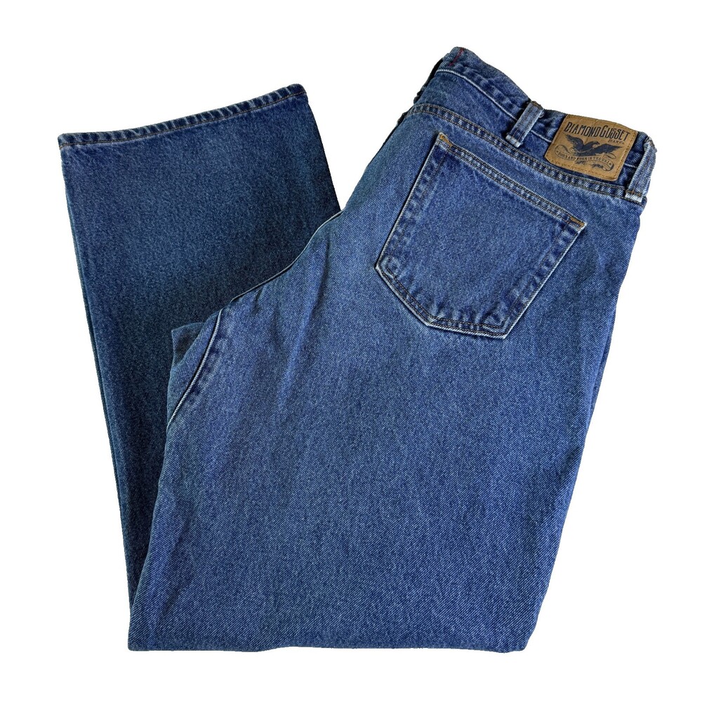 Diamond Gusset Blue Jeans, Men's 42x31 Regular Straight Distressed Made in USA